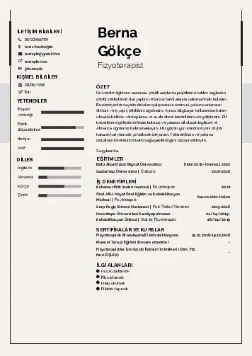 Fizyoterapist Cv Örnekleri cv indir